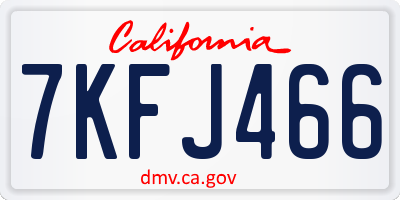 CA license plate 7KFJ466