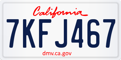 CA license plate 7KFJ467