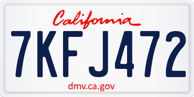 CA license plate 7KFJ472