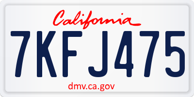 CA license plate 7KFJ475