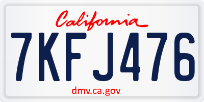 CA license plate 7KFJ476