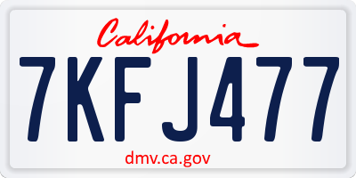 CA license plate 7KFJ477