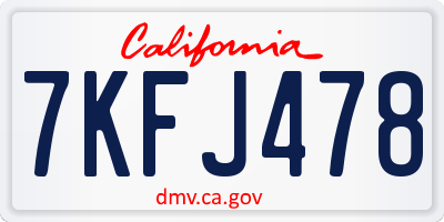 CA license plate 7KFJ478