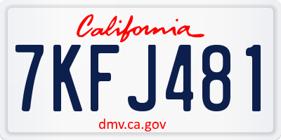 CA license plate 7KFJ481