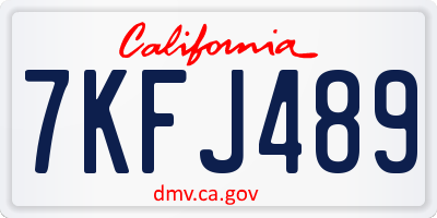 CA license plate 7KFJ489