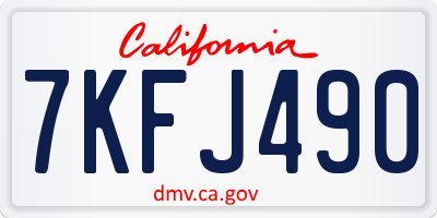 CA license plate 7KFJ490