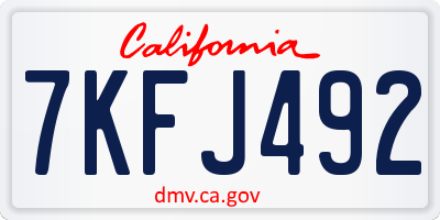 CA license plate 7KFJ492