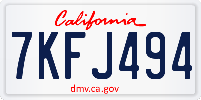 CA license plate 7KFJ494