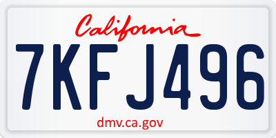 CA license plate 7KFJ496