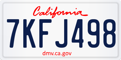 CA license plate 7KFJ498