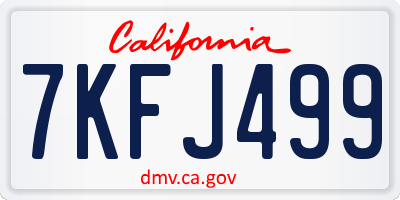 CA license plate 7KFJ499