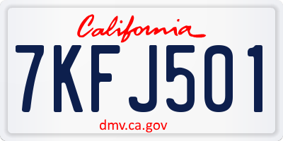 CA license plate 7KFJ501
