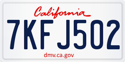 CA license plate 7KFJ502