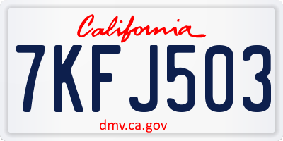 CA license plate 7KFJ503