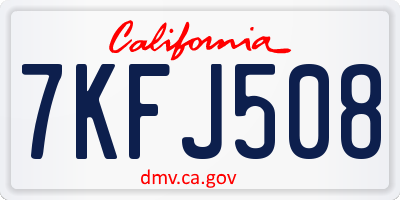 CA license plate 7KFJ508