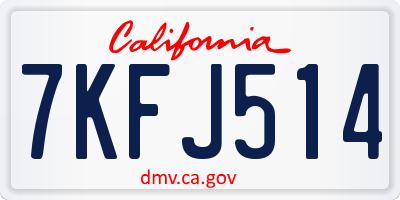 CA license plate 7KFJ514