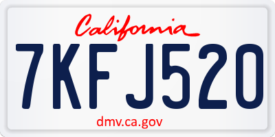 CA license plate 7KFJ520