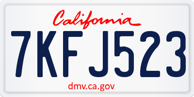 CA license plate 7KFJ523