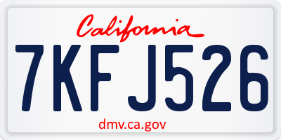CA license plate 7KFJ526