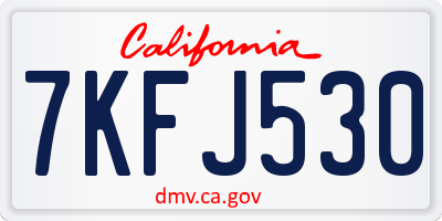 CA license plate 7KFJ530