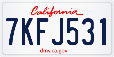 CA license plate 7KFJ531