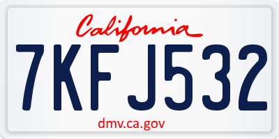 CA license plate 7KFJ532