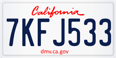 CA license plate 7KFJ533