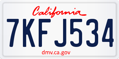 CA license plate 7KFJ534