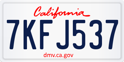 CA license plate 7KFJ537