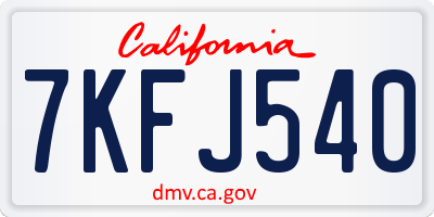 CA license plate 7KFJ540