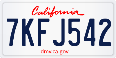 CA license plate 7KFJ542