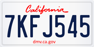 CA license plate 7KFJ545