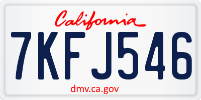 CA license plate 7KFJ546