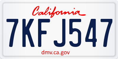 CA license plate 7KFJ547