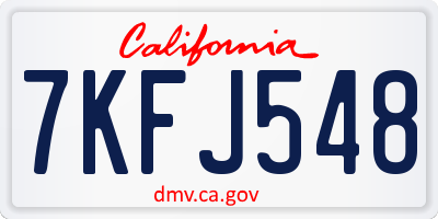 CA license plate 7KFJ548