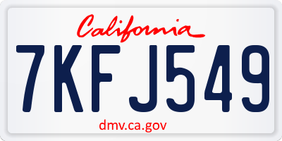 CA license plate 7KFJ549