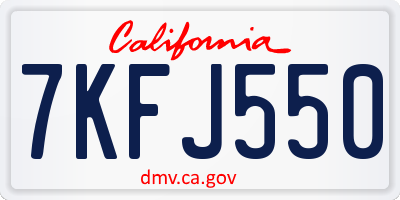 CA license plate 7KFJ550