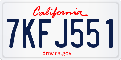 CA license plate 7KFJ551