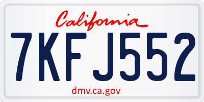 CA license plate 7KFJ552