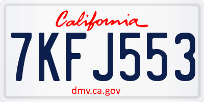 CA license plate 7KFJ553
