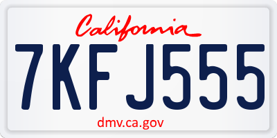 CA license plate 7KFJ555