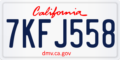 CA license plate 7KFJ558