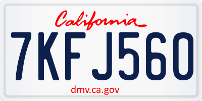 CA license plate 7KFJ560