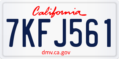 CA license plate 7KFJ561