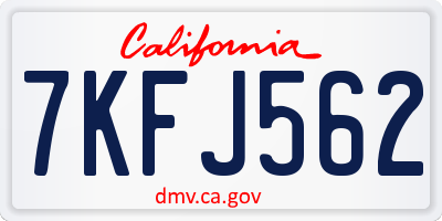 CA license plate 7KFJ562