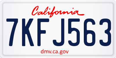 CA license plate 7KFJ563