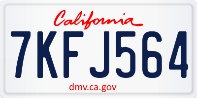 CA license plate 7KFJ564