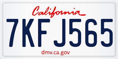 CA license plate 7KFJ565