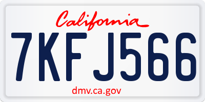CA license plate 7KFJ566