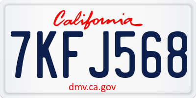 CA license plate 7KFJ568